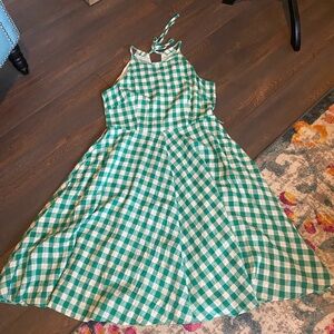 Green and White Checkered Halter dress, with tie back.